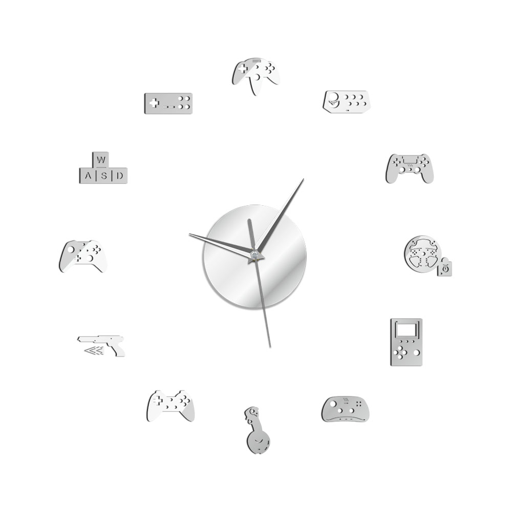 Game Controller Mirror Surface DIY 3D Acrylic Wall Clock Gamer Passion Hobby Video Games Buttons Virtual World Boy Bedroom Decor