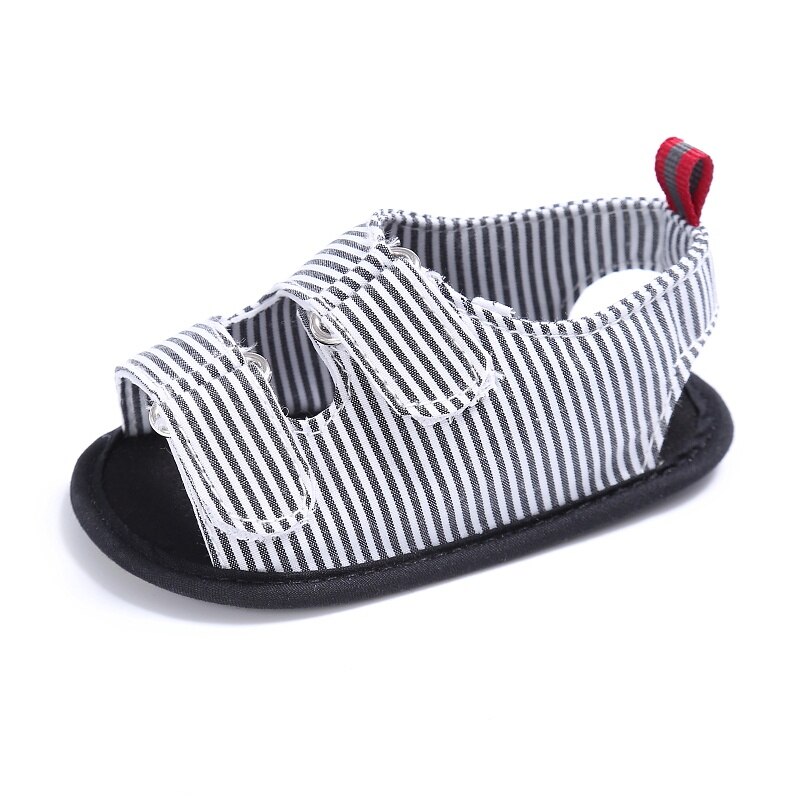 Baby dreng sandaler sommer stribe lærred kid sko bløde baby toddler sko: Grå / 13-18 måneder