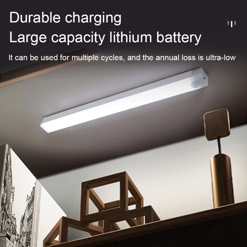 Led natlampe bevægelsessensor nødlys trådløs usb genopladelig lampe skab garderobe lampe under baggrundsbelysning til køkken