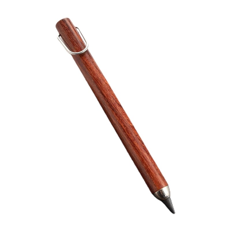 Bolígrafo sin tinta de madera borrable Retro B36C con anillo de hierro colgante, pluma de tornillo, punta para artista principiante, suministros de escritura y bocetos: Red sandalwood