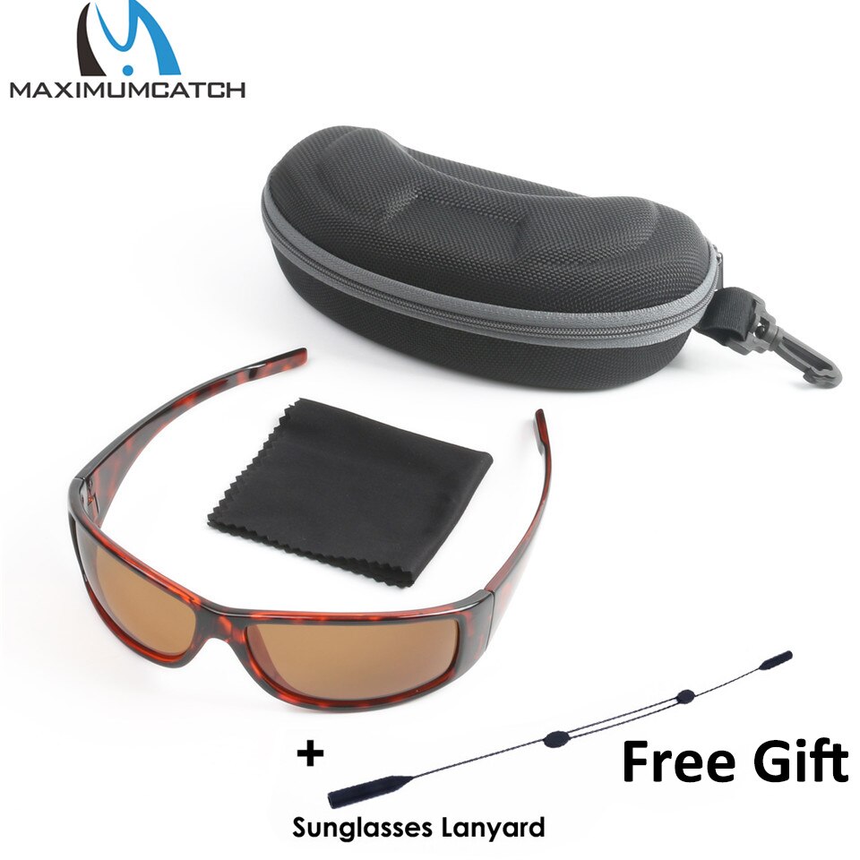Gafas de sol polarizadas para pesca con mosca, lentes de sol con montura de tortuga Maximumcatch, color gris/amarillo/marrón: Brown