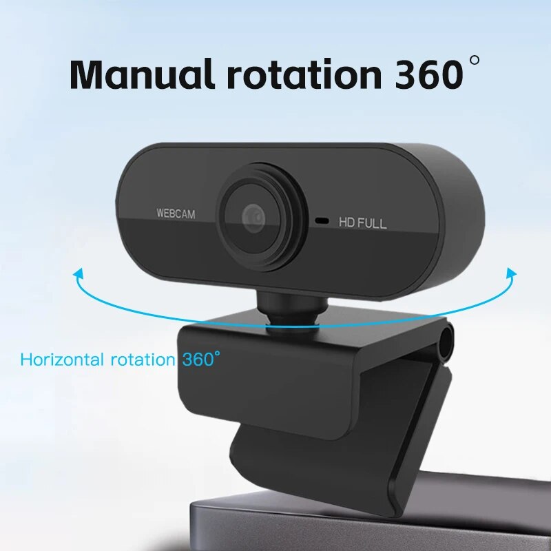 Câmera de computador HD para trabalho com microfone e tripé, câmera de rede USB, microfone embutido, 1080p