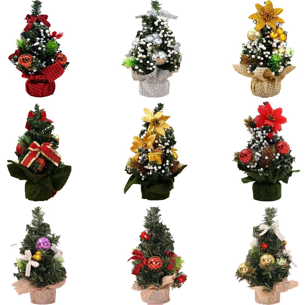 Mini Table Top Christmas Tree Desktop Xmas Tree Party Ornament Decorated Tree For Home Office Christmas Year Decoration