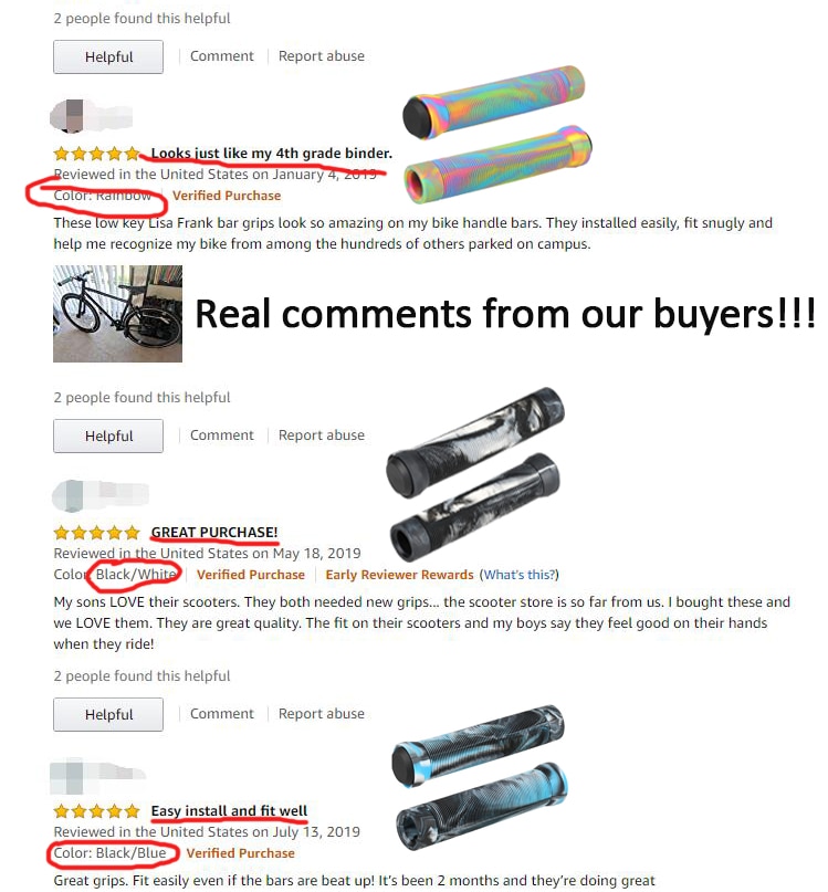 Bicycle Handlebar Grips BMX Bicycle Grips 2PCS Grips for pro scooter blue &amp;black