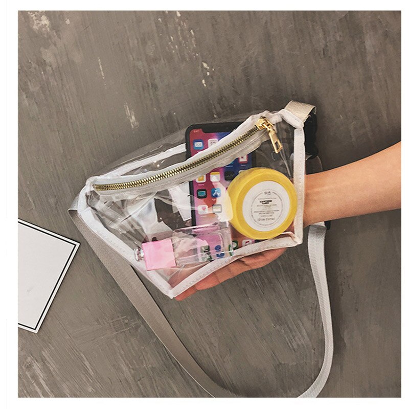 Riñonera de PVC transparente para chicas, bolsa de pecho de viaje impermeable, informal, de plástico, para verano, 030206