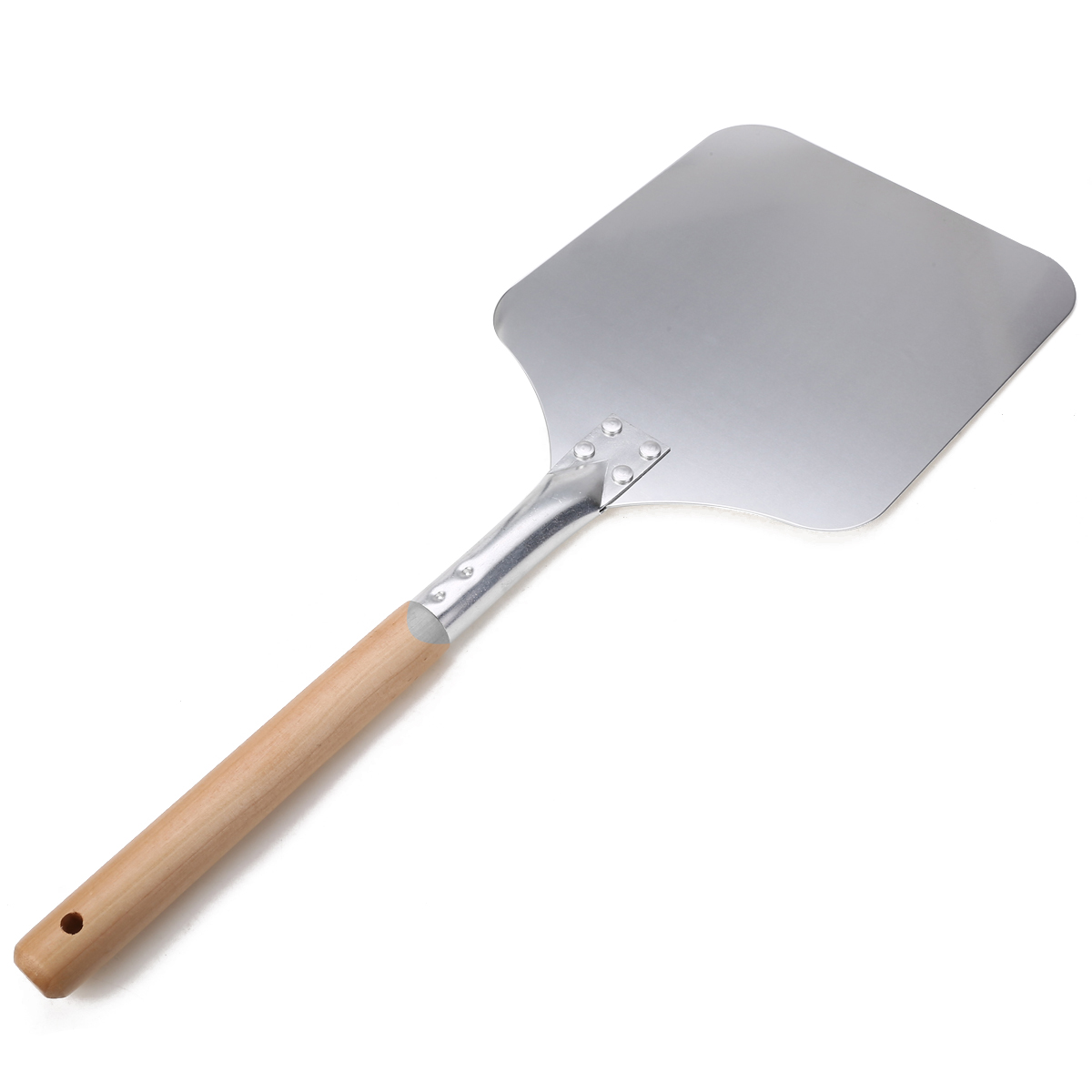 58cm træ og aluminium pizza skræl skovl firkantet pizza lift pizza cutter drejer til køkken bageværktøj