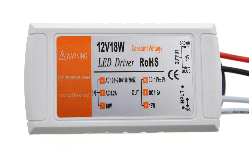 Fuente de alimentación de 12V, 1,5a, 18W, transformadores para adaptador de CA/CC, interruptor para tira LED, controlador de bombilla de techo RGB, fuente de alimentación de 90V-220V