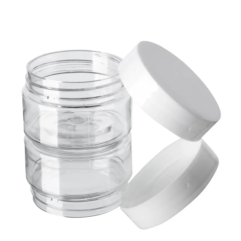 20 piezas Frascos vacíos de plástico de 30/50/60/80/100/150ml con tapas blancas, recipiente para crema facial, botella de viaje para alimentos, suministros para el hogar
