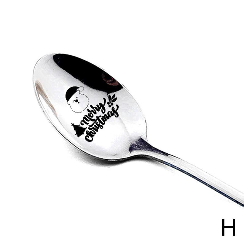 Year Metal Merry Christmas Spoons Xmas Party Tableware Ornaments Christmas Decorations for Home Table Navidad Noel: H