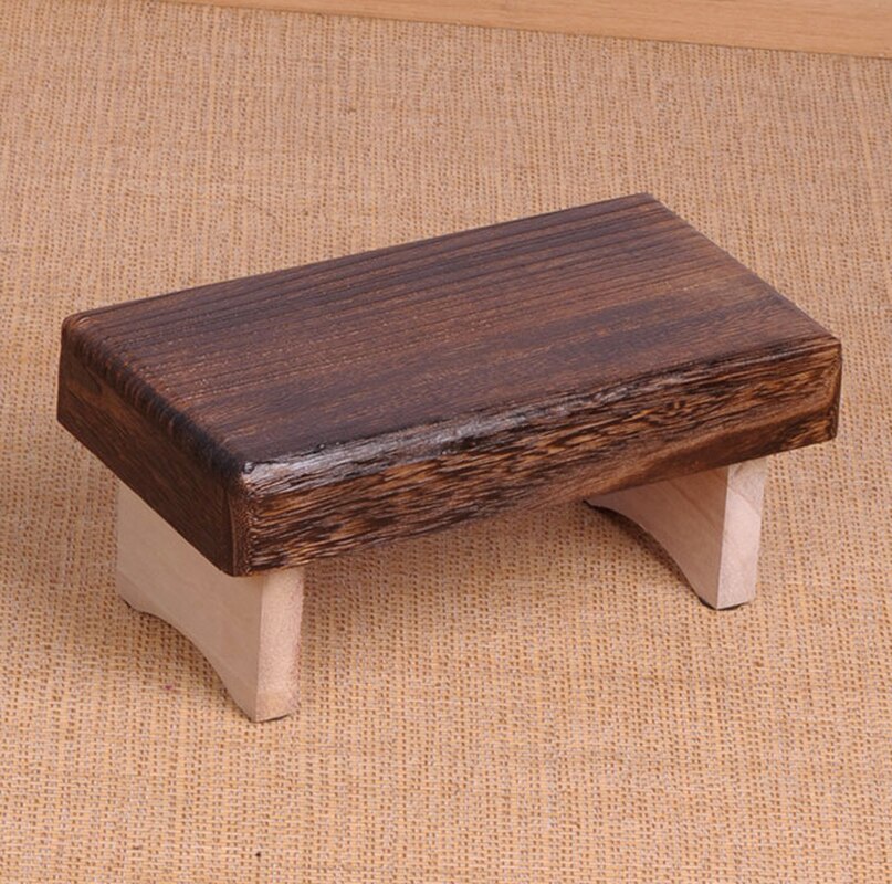 Mini antik foldbar træ lav skammel rektangel børn skammel bærbar japansk stil asiatiske traditionelle møbler tatami matmj 1008