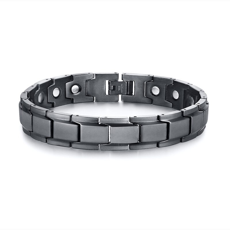 Bracelet de cheville homme noir néodyme Bio aimant magnétique thérapie énergétique bracelets de cheville acier inoxydable bijoux pour soulager la douleur d'arthrite: JBRM-001B