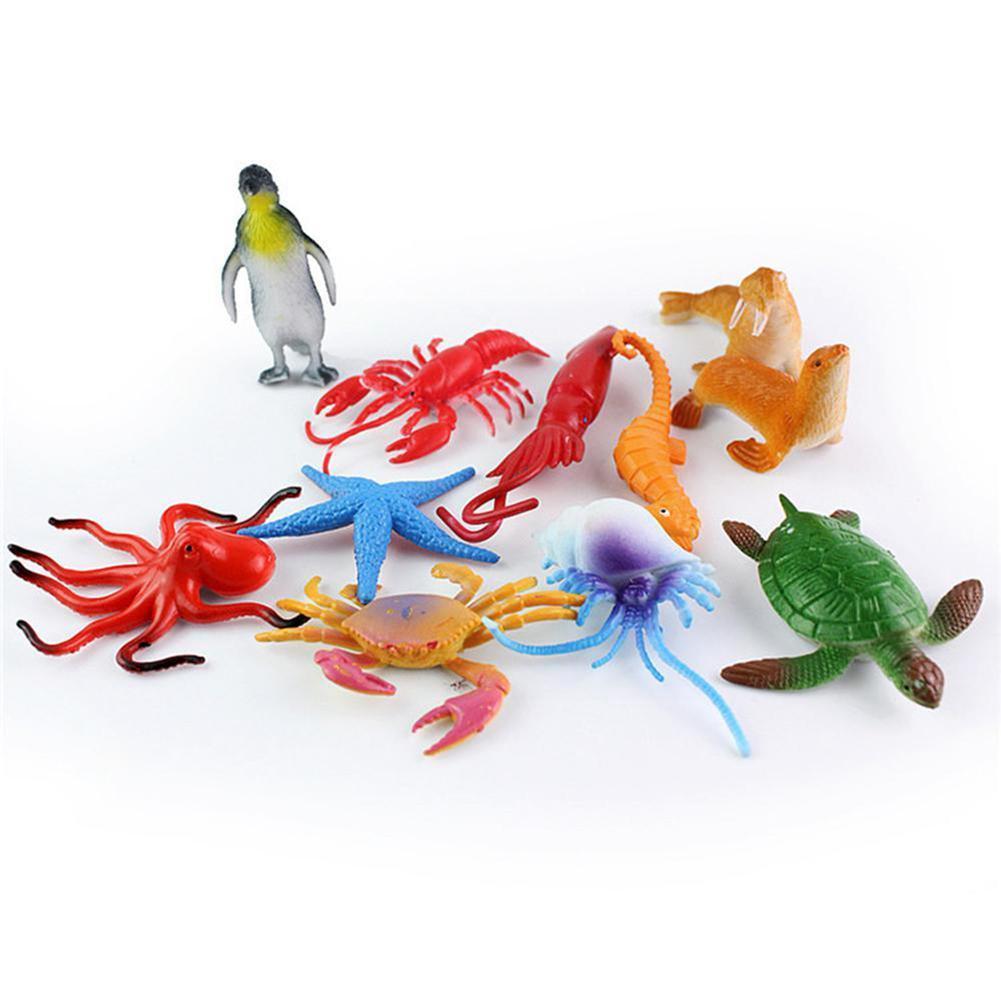 24pcs Mini Simulation Ocean Sea Animal Model Toys Learning Plastic Creatures Toys Octopus Life Crab Marine Educational Real D5w9