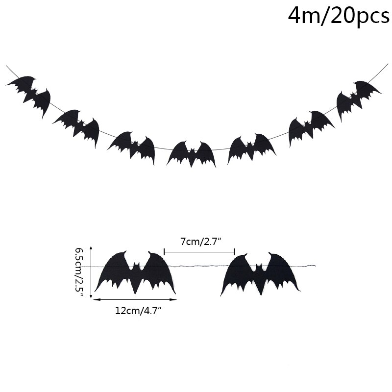 Halloween Paper String Banner Orange Pumpkin Bat Spider Skull Paper Garland Halloween Party Home DIY Hanging Bunting Decorations: B02