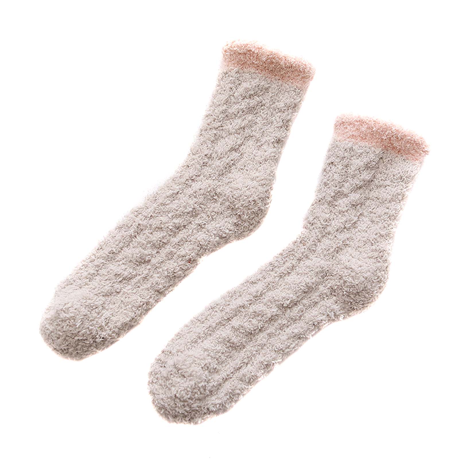Cute Women's Middle Tube Socks Corals Fleece Soft Warm Fluffy Socks Winter Supplies &T8: Khaki