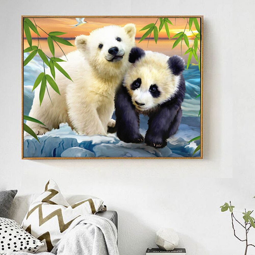 Evershine – Kit de peinture de diamants, broderie complète d'animaux, motif Panda, carré, point de croix, mosaïque, strass, Art artisanal
