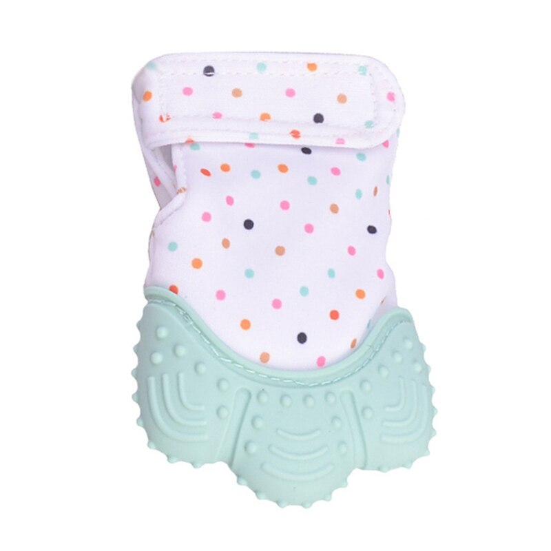 Baby teether hansker knirkende slipetenner tannpleie tannkjøtt smertelindring nyfødt bitt tygg lyd leker justerbar tannkitt