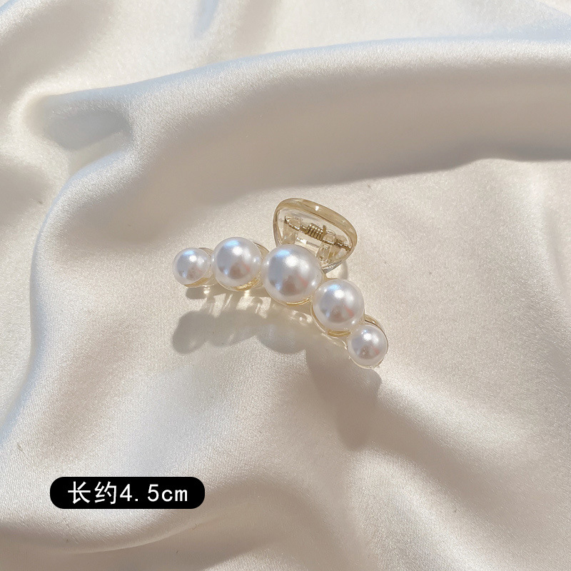Pinza para el pelo acrílica con perlas para mujer, pinzas transparentes elegantes para el cabello, pinzas geométricas huecas simples para el baño, accesorios para el cabello: Verde