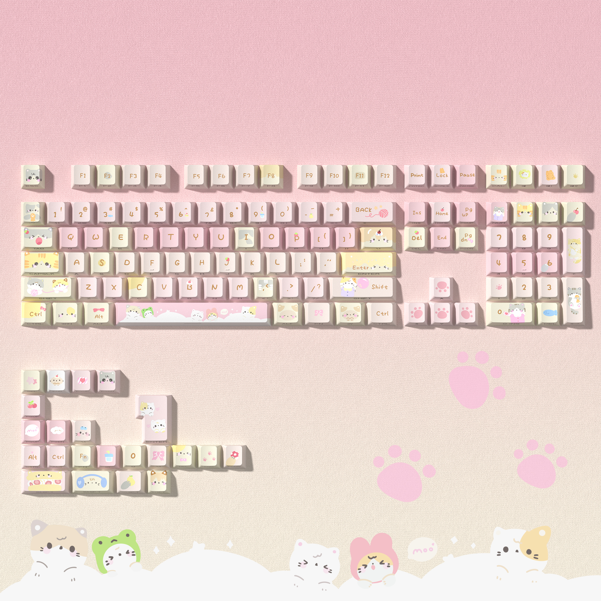 127 teclas que brilla a través de flor de ciruelo perfil de cereza Keycap PBT Keycap Dye-Sub Cherry MX interruptores para teclado mecánico de jugador: Gris claro