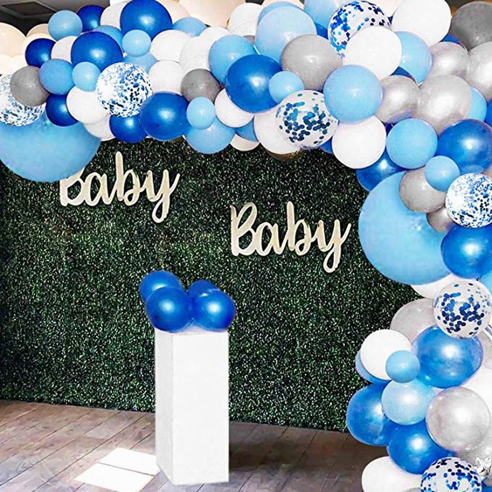 134 stk blå ballon krans bue kit hvid grå blå konfetti latex balloner baby shower bryllup fødselsdagsfest dekorationer