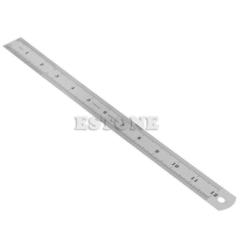 Bolsa de bolsillo de acero inoxidable de 30CM 12 "medición con regla de Metal métrica de doble cara