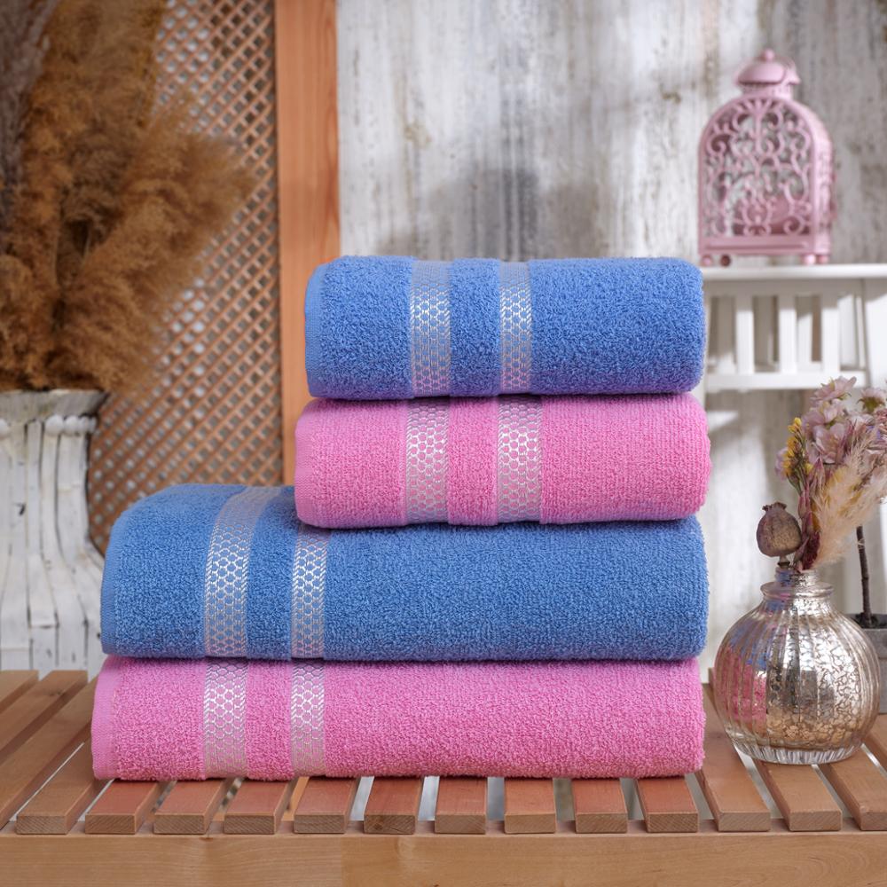 4Pcs Turks Handdoek Set 100% Katoen 2 Stuks Bad Strand Handdoeken En 2 Stuks Hand Gezicht Handdoeken Set | hotel & Spa Sterk Absorberend: Pembe-mavi-4lu-set