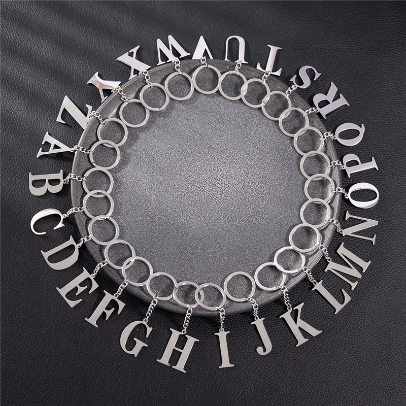 Punk diy az bokstäver nyckelring kvinnor metall initial hänge nyckelring ring för män trend 26 alfabet nyckelring väska tillbehör