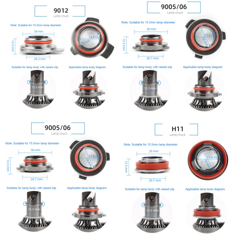 Adaptador de Base para bombilla de faro LED de coche, soporte de enchufe HB4/HB3/H11/H7/H4/H3/H1, Clips de sujeción para lámpara de cabeza, 1 unidad