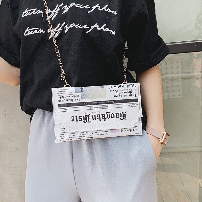 Newspapers modeling day clutch bag letter envelope bag casual shoulder bag purse evening bags with clothing wallet messenger bag