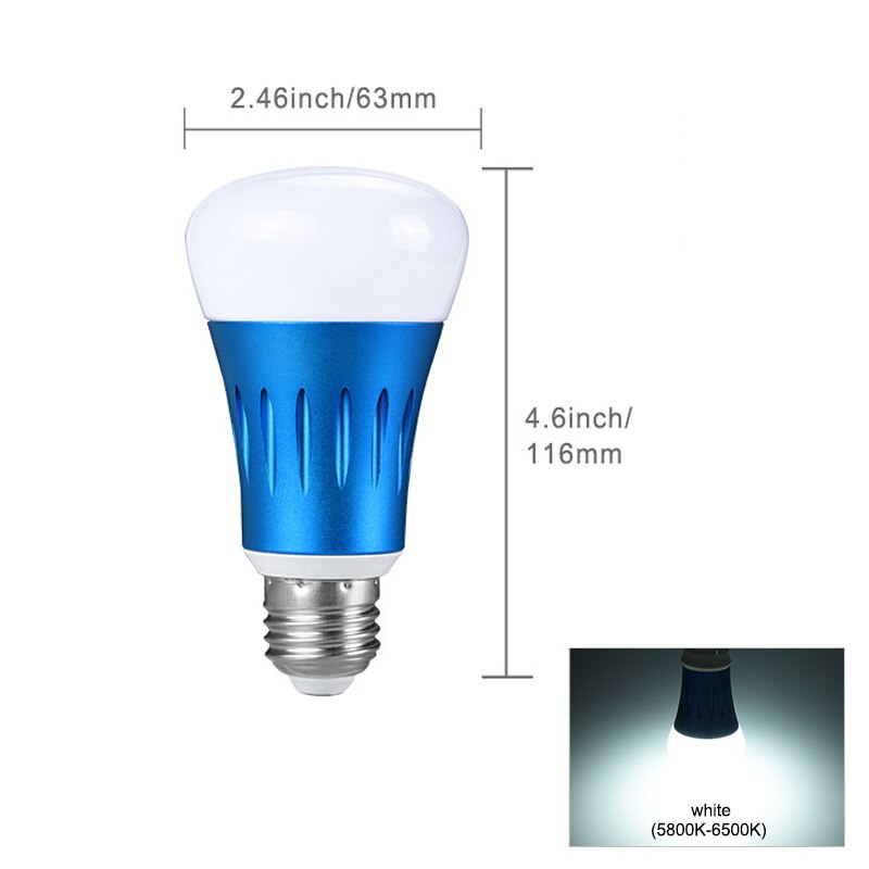Automatic On Off Street Light Dusk to Dawn Light Bulb E27 15W 85-265V Light Sensor Lamp for Porch Path Garden Aluminum PC: blue shell white
