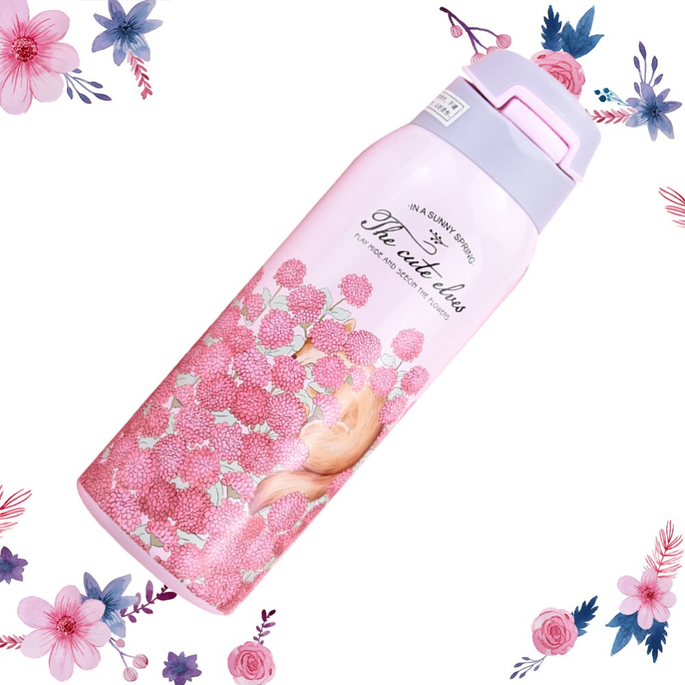 1pc Vacuum Cup Chic Practical Stainless Steel Vacuum Cup Pretty Vacuum Cup Students Vacuum Cup: Pink