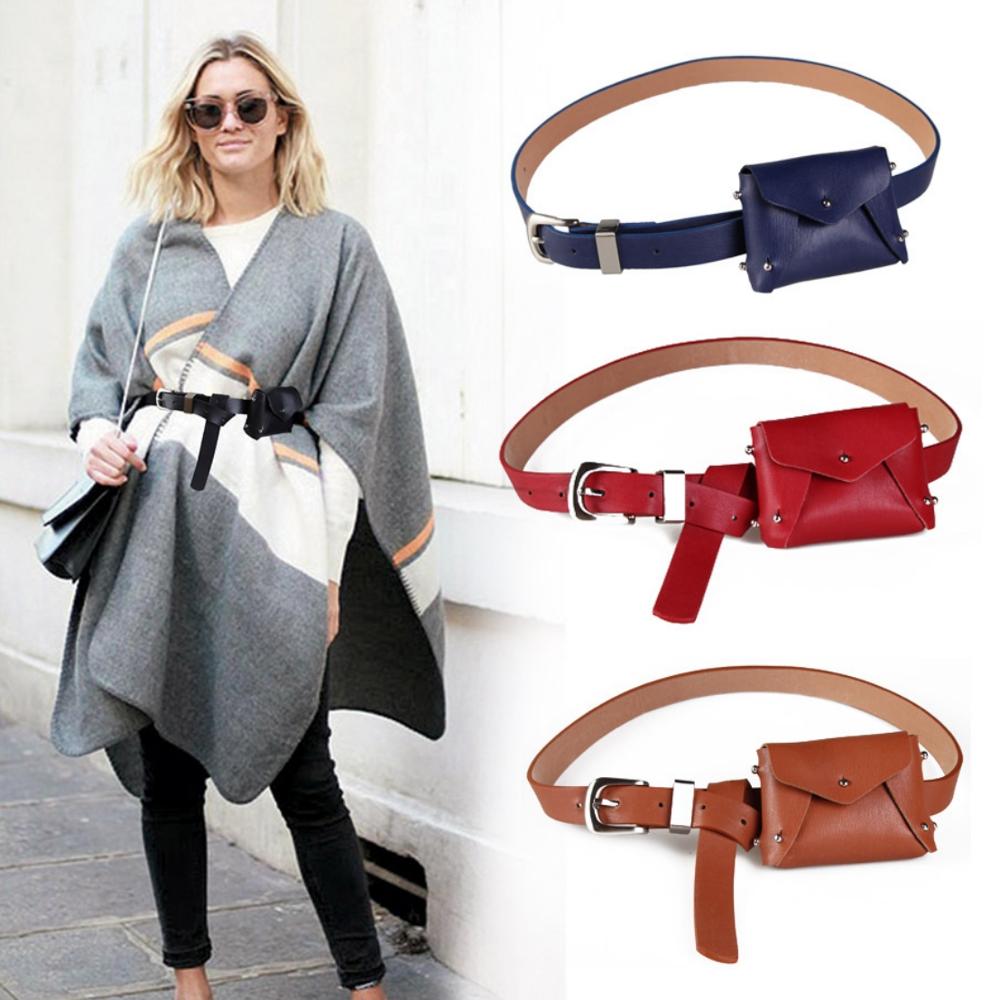 Rivet Leather Waist Hand Bag Crossbody Bag Mini Pocket Bag PU Leather Handbags Belt Mini Key Coin Bag Pocket Vintage Bag