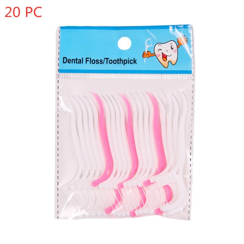 50pcs Personal Flossers Oral Floss Tooth Pick Toothpicks Teeth Care S8jN: Yellow