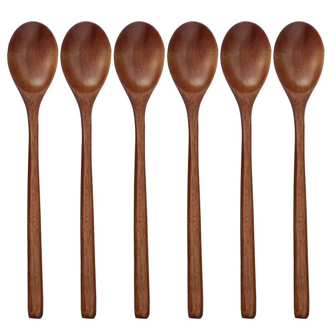 Cucharas de madera, 6 piezas, cucharas de madera para comer mezclar batir la cocina, cuchara de mango largo con estilo japonés cocina Ute