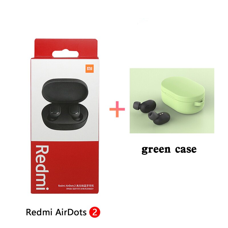 Xiaomi Redmi Airdots 2 Xiaomi Auricolari Pro 2 Tws Trasduttore Auricolare Senza Fili Bluetooth 5.0 Stereo Cuffie di Comandi Vocali Auto Link Con mic: green case