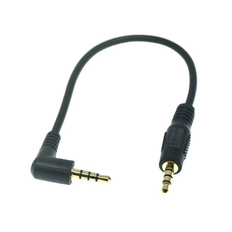 3,5 mm Jack 4-biegunowy kabel audio 3,5 męski do męskiego Kabel audio 90 stopni pod kątem prostym AUX Speakon do słuchawek samochodowych MP3/4 Przewód: Black / <= 0.5 m