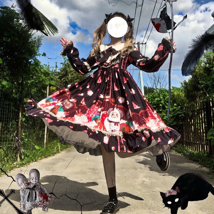 Kawaii girl gothic Lolita japonés retro sweet girl Lolita bowknot vintage, victoriano vestido palaciego lolita op cos