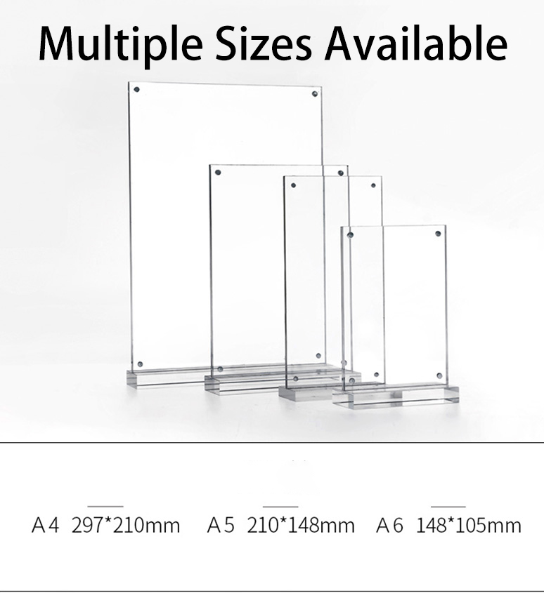 Dobbeltsidet klar akryl menu papirholder stativ bord tabel tegn kortholder desktop besked plakat display stativ lodret