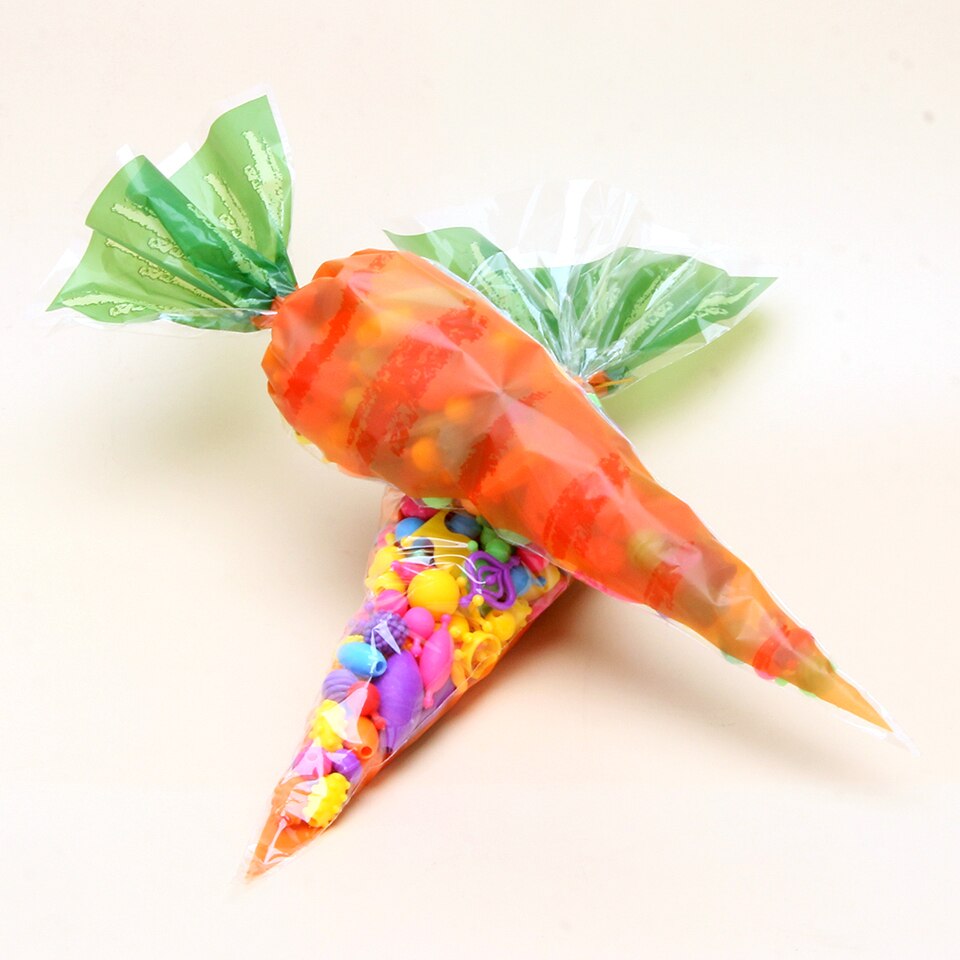 20PCS Easter Carrot Candy Bag Personality Translucent Bag Triangle Storage Box Wedding Table Decoration