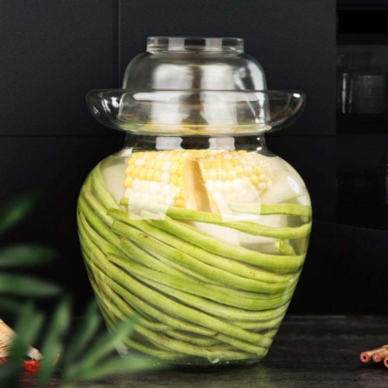 2.5l gjennomsiktig kimchi-beholder tykkere glass syltebeholder kjøkkentilbehør mat syltet forseglet oppbevaring reddik syltetøyglass