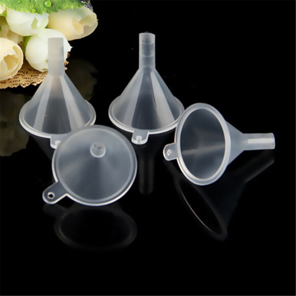 10 stuks/partij transparante plastic mini trechter trechter keuken kookaccessoires gadgets parfum emulsie verpakking hulpgereedschap