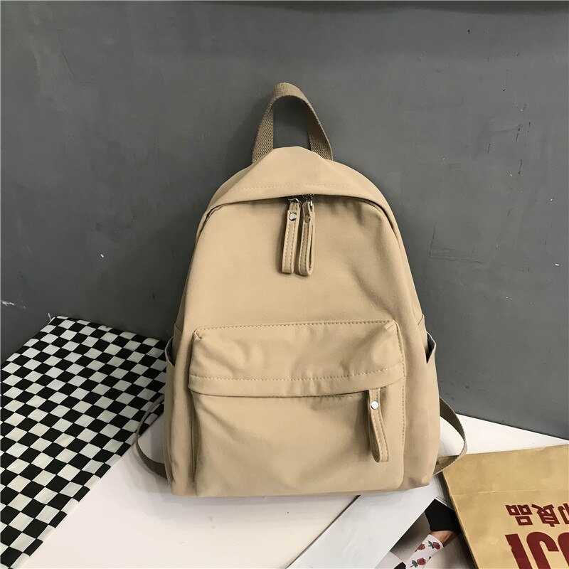 Mochila de lona para mujer, morral escolar de Color sólido para chicas adolescentes, bolsos de hombro escolares para estudiantes
