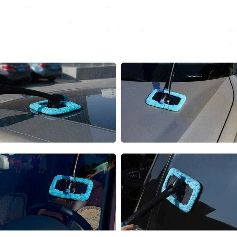 Car Folding Portable Water Spray Window Brush Glass Cleaner Wiper Scraper Windshield Rotating Fog Clean Brushes Windscreen Tool