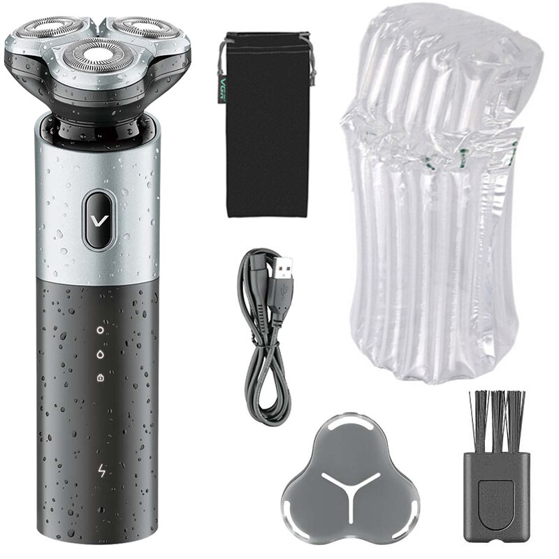 V-343 Nat Droog Elektrisch Scheerapparaat Voor Mannen Baard Stoppels Scheren Oplaadbare Elektrische Razor Facial Scheren Machine Wasbaar: With bubble