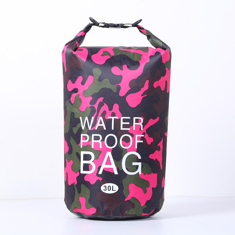 Outdoor Camping Bag Portable Waterproof Storage Camping Canoe Hiking Swimming Multifunctional Hiking Travel Dry Backpack: Pink 30L