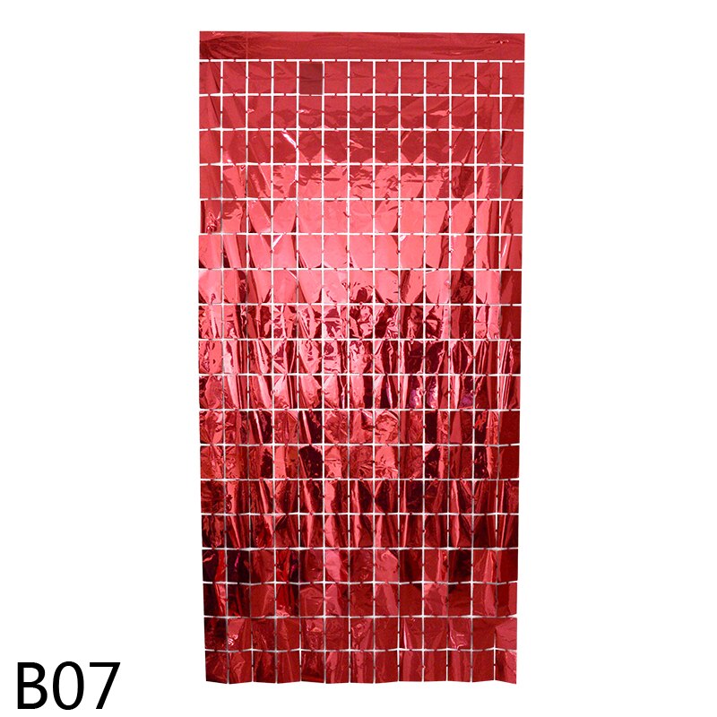 1Pcs Metalen Folie Metalen Draad Kwastje Bruiloft Verjaardag Wanddecoratie Achtergrond Deuren En Ramen Vierkante Regen Gordijn Muur Gordijn: B07