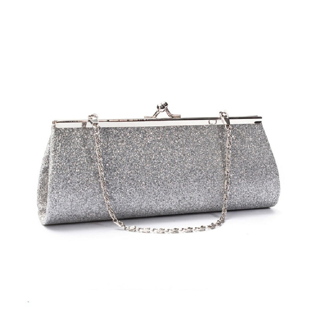 Frauen Glitter Kupplung Tasche Silber Farben Kupplung Geldbörse Abend Party Hochzeit Bankett Handtasche Kette Schulter Tasche