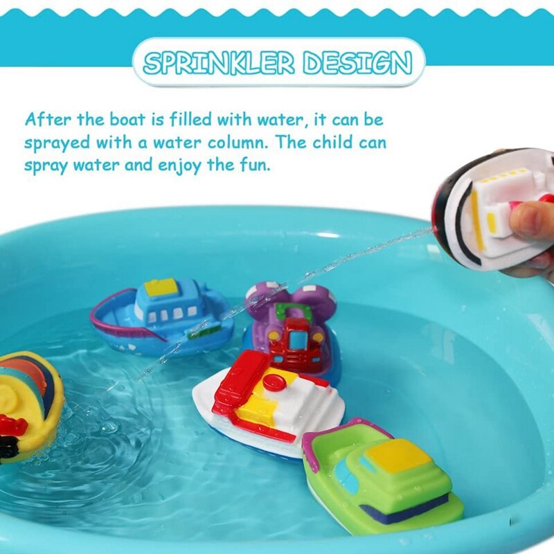 6Pc Bath Toys Floating Bath Boat Toys Baby Soft Bath Time Toys Bathtub Pool Water Toys and Soft Bath Toys for Toddlers