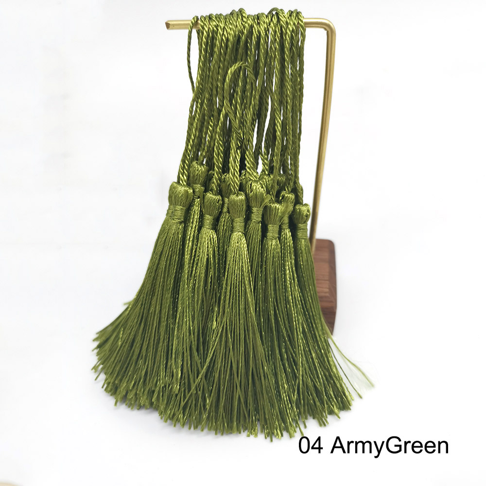 100pcs/lot 8cm Vertical Tassel Fringe Pendant DIY Party Hanging Ring Cords Tassel Curtain Home Decoration Tassel Lace: 04 ArmyGreen100pcs