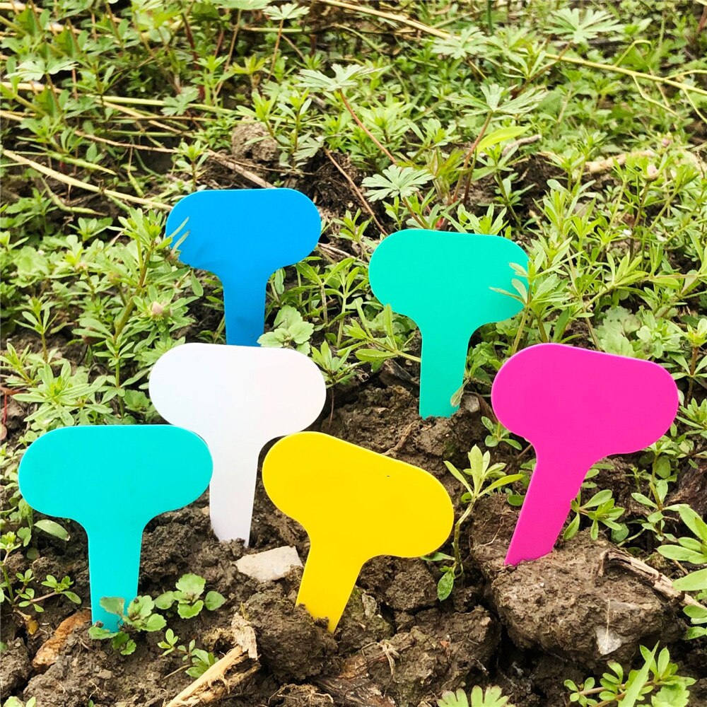 Etiquetas de plantas de vivero tipo T, marcador de recipiente para decoración de jardín para hacer uno mismo, 100 Uds.