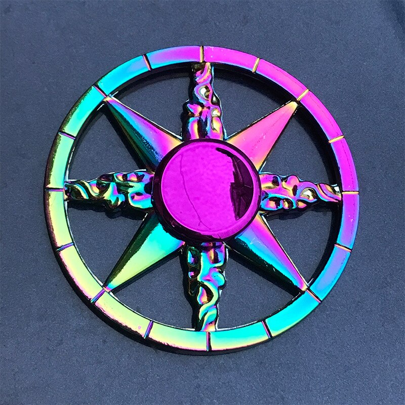 Rainbow Metal Fidget Spinner Toys Stainless Steel Bearing High Speed Stress Relief Spinner ADHD Anxiety Toys for Adult Kid: SKY BLUE